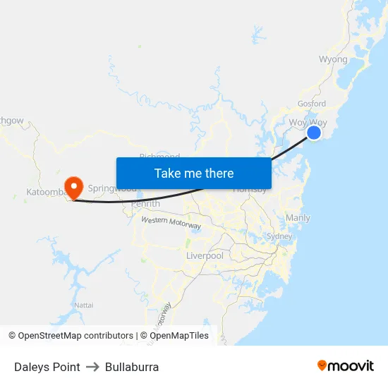Daleys Point to Bullaburra map
