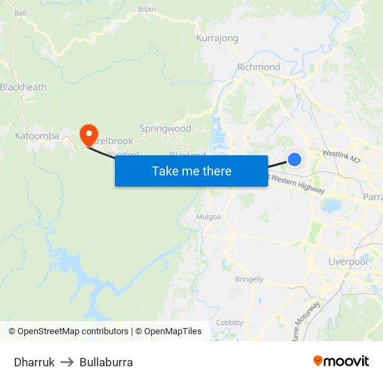 Dharruk to Bullaburra map