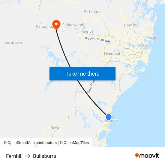 Fernhill to Bullaburra map