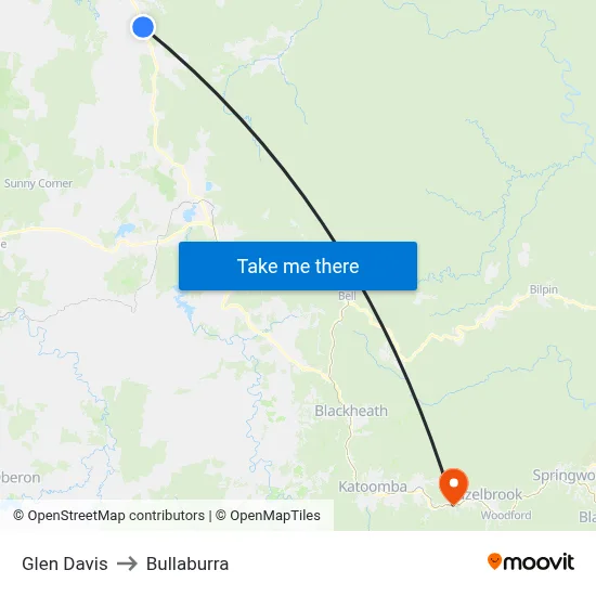Glen Davis to Bullaburra map