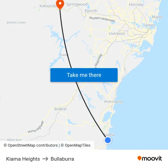 Kiama Heights to Bullaburra map