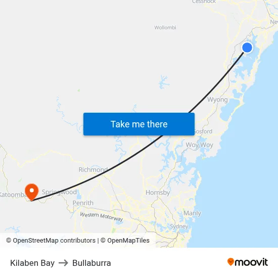 Kilaben Bay to Bullaburra map