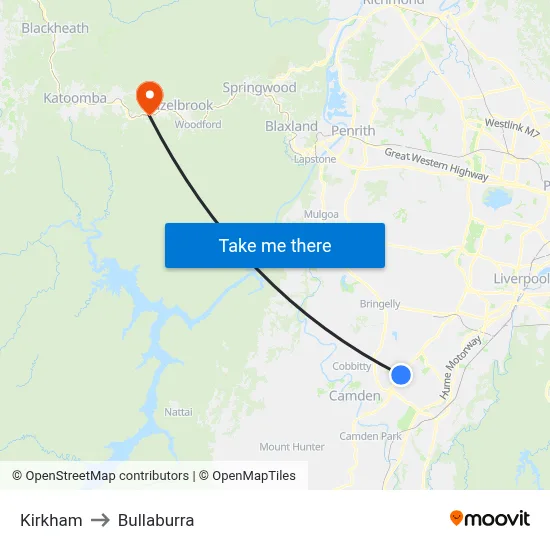 Kirkham to Bullaburra map
