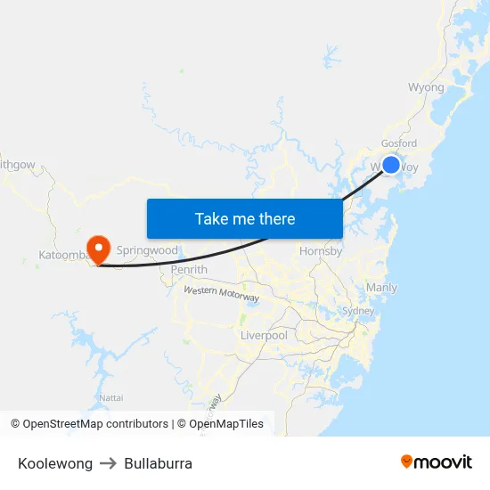 Koolewong to Bullaburra map