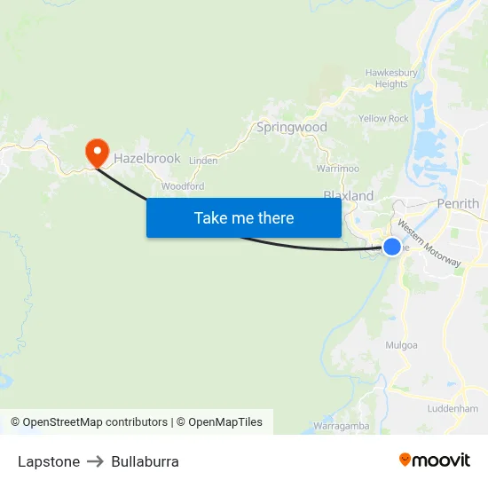 Lapstone to Bullaburra map
