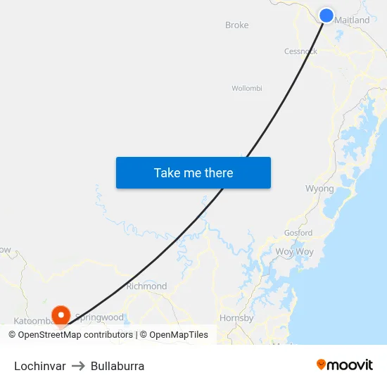 Lochinvar to Bullaburra map