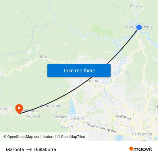 Maroota to Bullaburra map