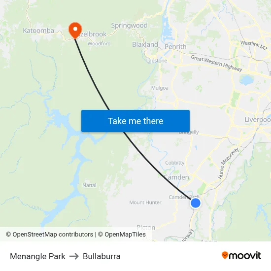 Menangle Park to Bullaburra map