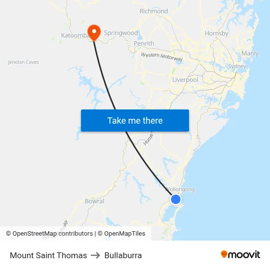 Mount Saint Thomas to Bullaburra map