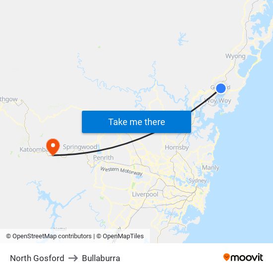 North Gosford to Bullaburra map