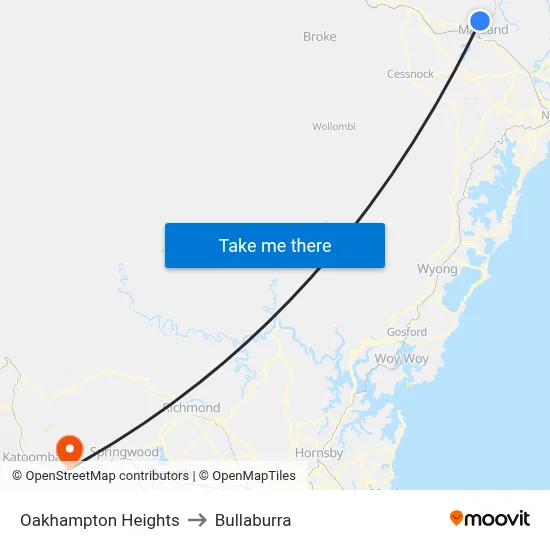 Oakhampton Heights to Bullaburra map