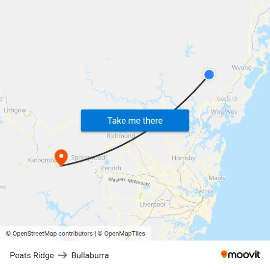 Peats Ridge to Bullaburra map