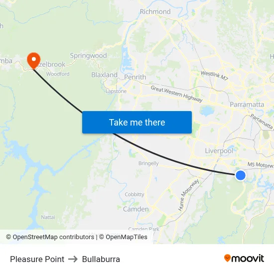 Pleasure Point to Bullaburra map