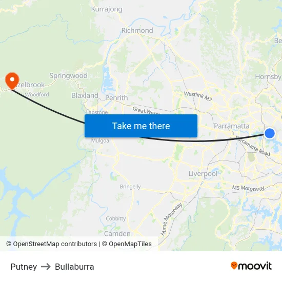 Putney to Bullaburra map