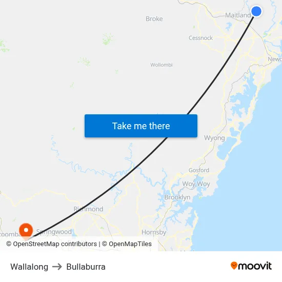 Wallalong to Bullaburra map