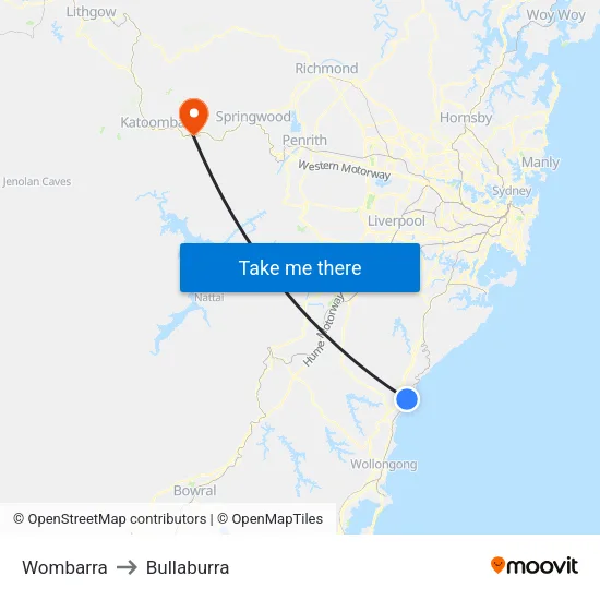 Wombarra to Bullaburra map
