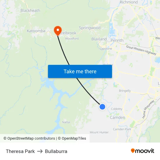 Theresa Park to Bullaburra map