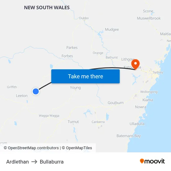 Ardlethan to Bullaburra map