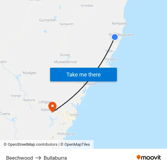 Beechwood to Bullaburra map