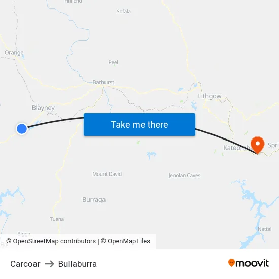 Carcoar to Bullaburra map