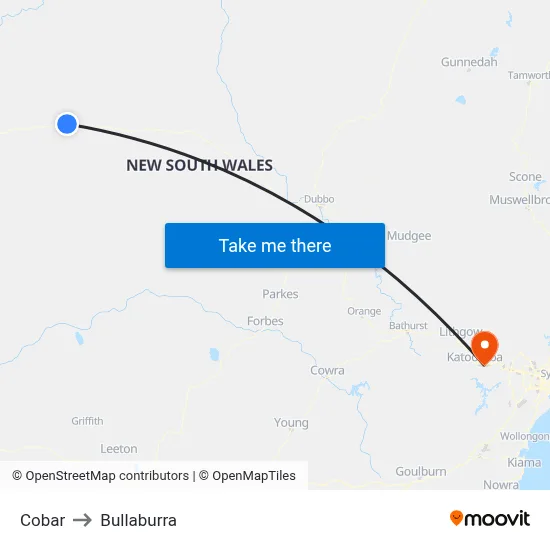 Cobar to Bullaburra map