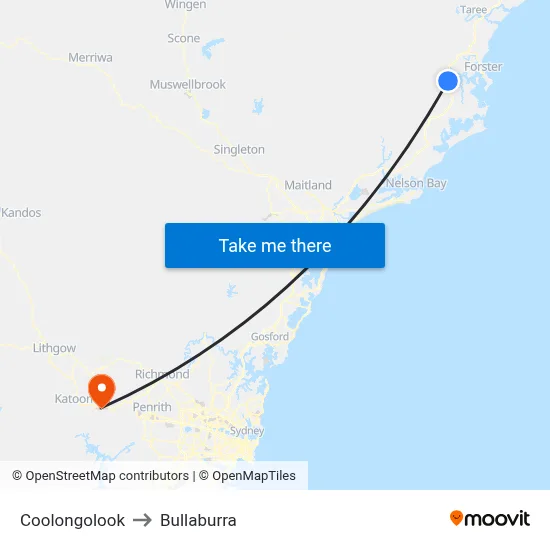 Coolongolook to Bullaburra map