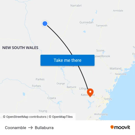 Coonamble to Bullaburra map
