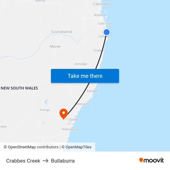 Crabbes Creek to Bullaburra map