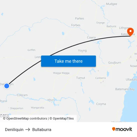 Deniliquin to Bullaburra map
