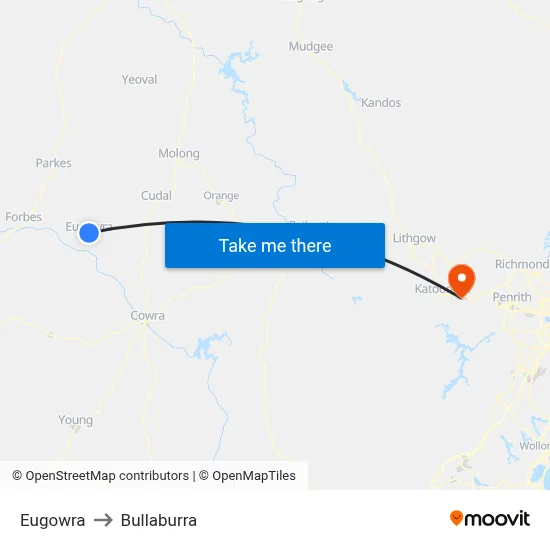 Eugowra to Bullaburra map