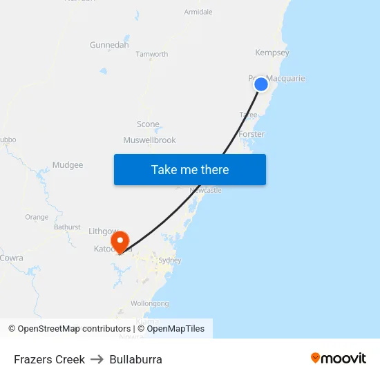 Frazers Creek to Bullaburra map