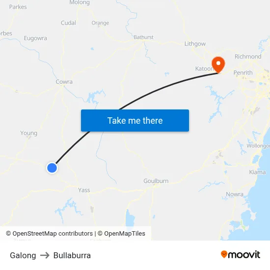 Galong to Bullaburra map