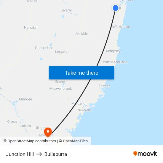 Junction Hill to Bullaburra map