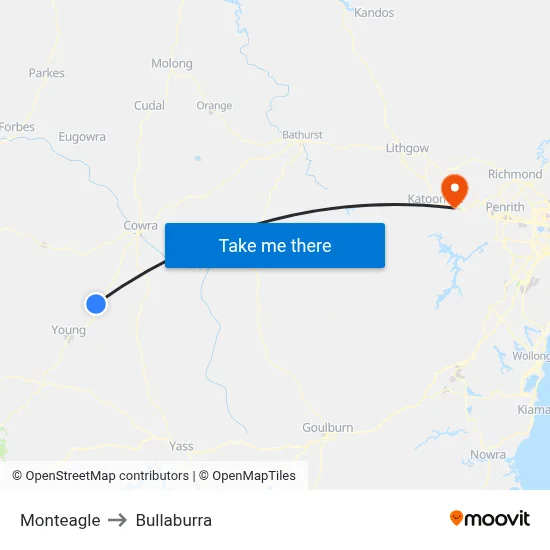 Monteagle to Bullaburra map