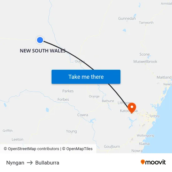 Nyngan to Bullaburra map