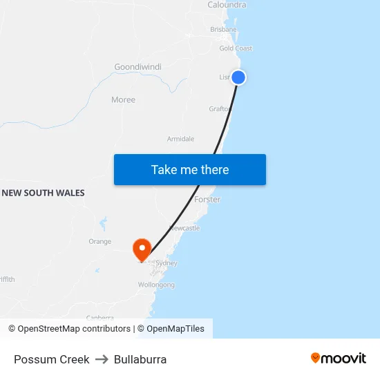 Possum Creek to Bullaburra map