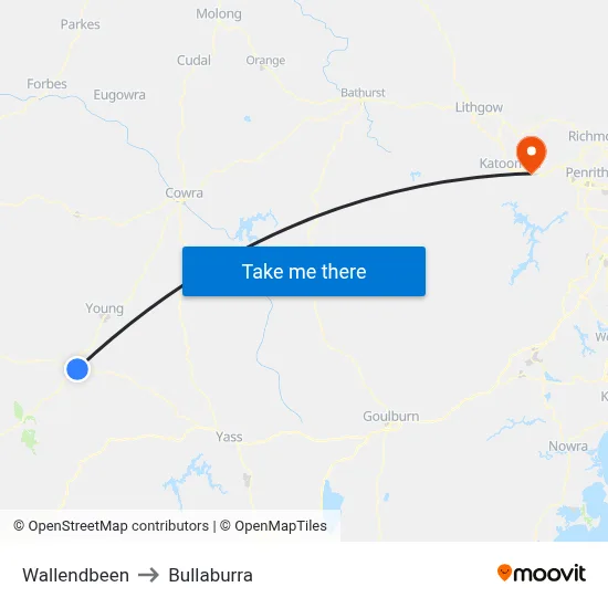 Wallendbeen to Bullaburra map
