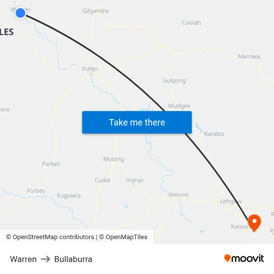 Warren to Bullaburra map