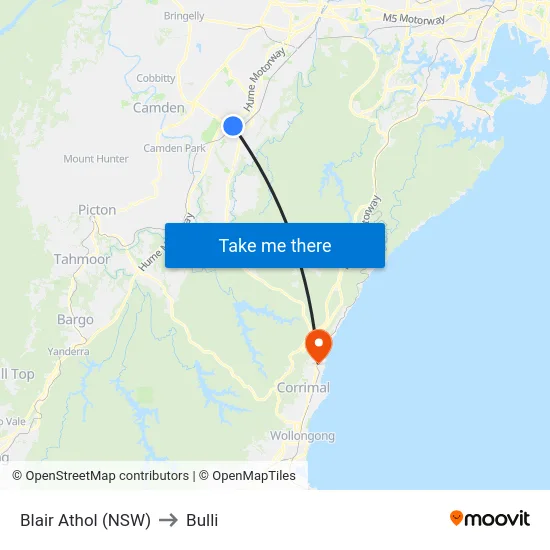 Blair Athol (NSW) to Bulli map