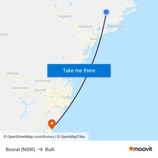 Booral (NSW) to Bulli map