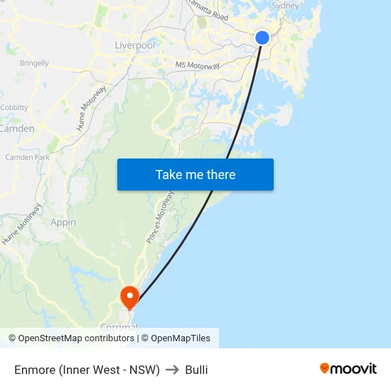 Enmore (Inner West - NSW) to Bulli map