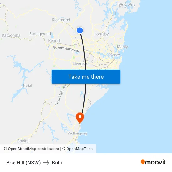Box Hill (NSW) to Bulli map