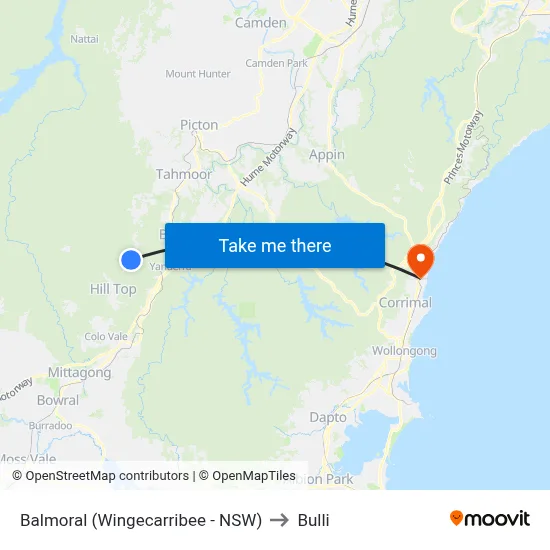 Balmoral (Wingecarribee - NSW) to Bulli map