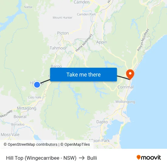 Hill Top (Wingecarribee - NSW) to Bulli map