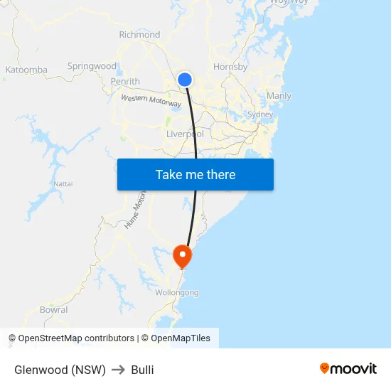 Glenwood (NSW) to Bulli map
