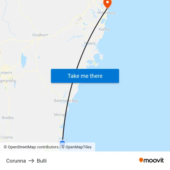 Corunna to Bulli map