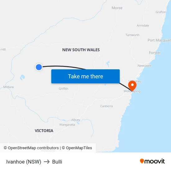 Ivanhoe (NSW) to Bulli map