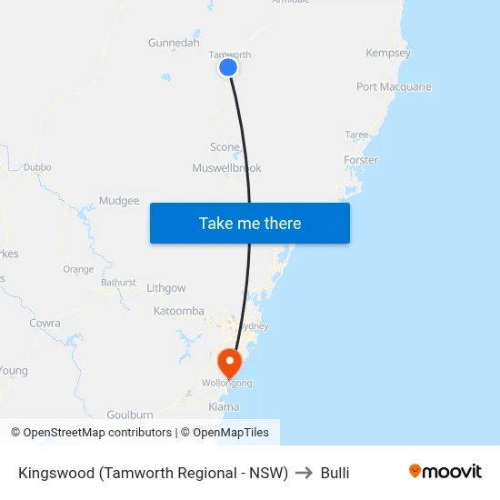 Kingswood (Tamworth Regional - NSW) to Bulli map