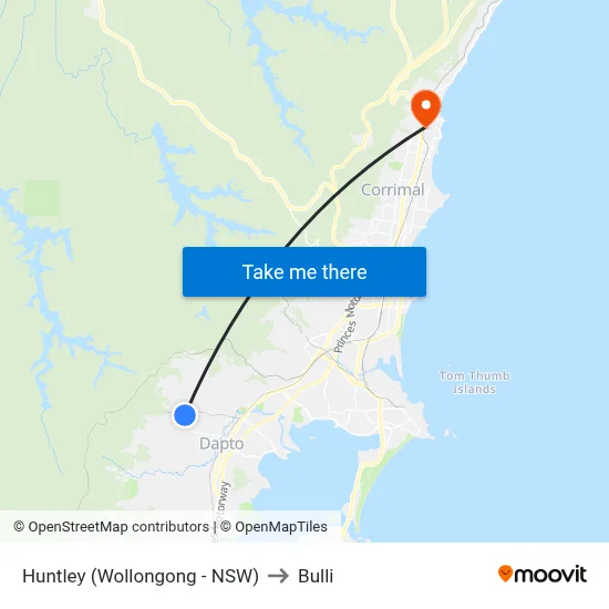 Huntley (Wollongong - NSW) to Bulli map