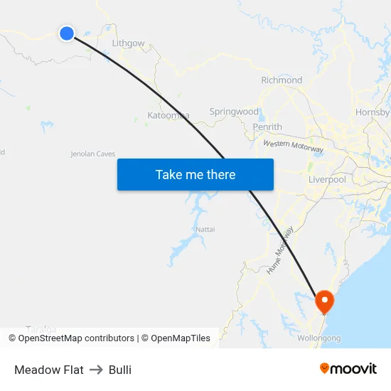 Meadow Flat to Bulli map